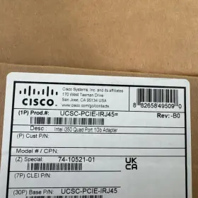 74-10521-01 Cisco 882658495090 New Ucsc-pcie-irj45 Intel I350 Quad Port 1gb Network Adapter