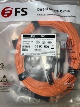 Q-4saoxx Fs 10m 30 40g Qsfp To 4x 10g Sfp Breakout Active Optical Cable