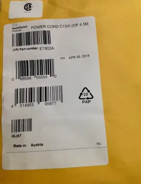 E7802a Hp New Hpe 125v 20amp C19/5-20p 4.5m Power Cord