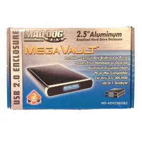 Mad Dog 833054998586 Multimedia Mega Vault 2.5 Inch Anodized Hard Drive Case/enclosure Usb 2.0