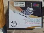 Syba Usb 3.0 Pcie 4 Port Card SD-PEX20080 External 1 Internal 5GBPS Adapter. Fixed Price $11.99.
