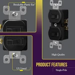 82150-BK Duplex Double Toggle Light Switch 15A 120V Single Pole Grounding Black. Fixed Price $17.06.
