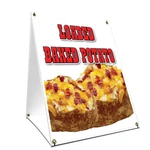 A-frame Sidewalk Sign Loaded Baked Potato With Graphics On Each. Fixed Price $49.99.