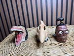 Beetlejuice Barbara , Adam & Shrunken Head Guy Led Light Lamp Figure 4.5". Fixed Price $65.00.