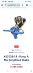 Taylor X57028-10 Pump Assembly, Mix, Simplified, Shake. Fixed Price $629.00.